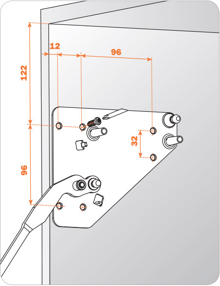 Diagram for installation fixing the support cabinet